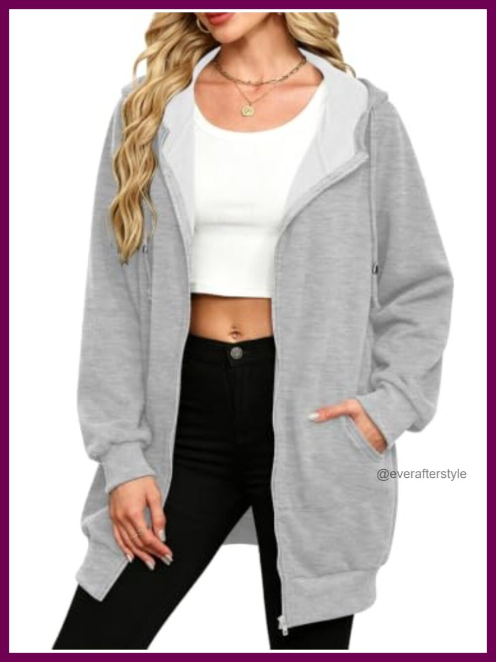 Women Zip Up Fleece Hoodie Tunic Sweatshirt Long Oversized Jacket